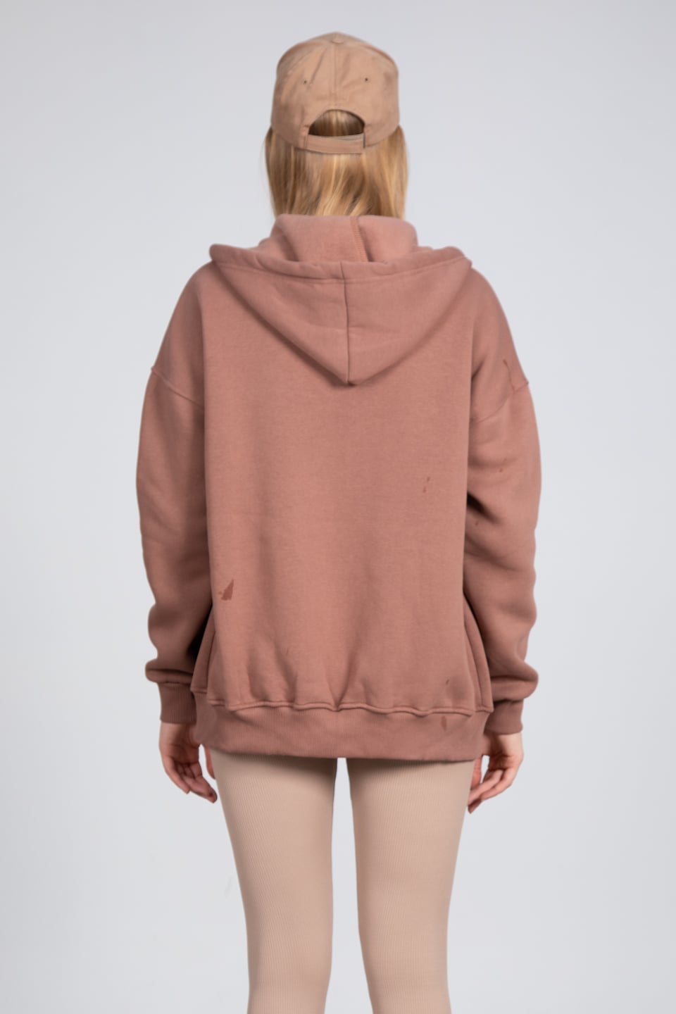 Kapüşonlu fermuarlı sweatshirt-DVN0032 Çikolata