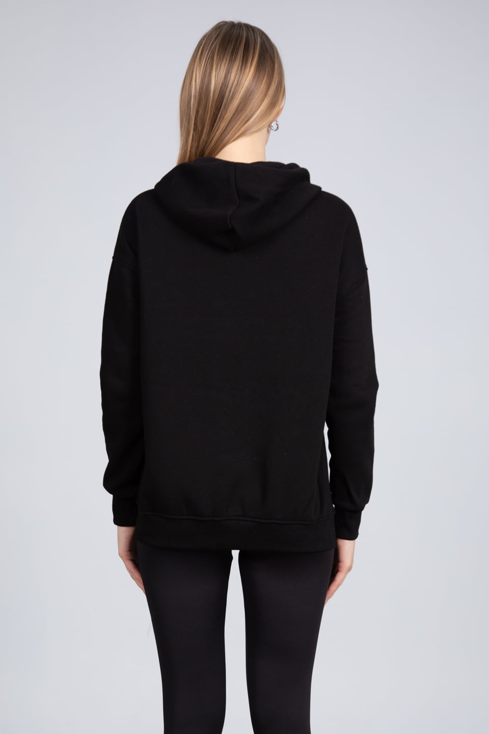 Kapüşonlu fermuarlı sweatshirt-DVN0032 Siyah