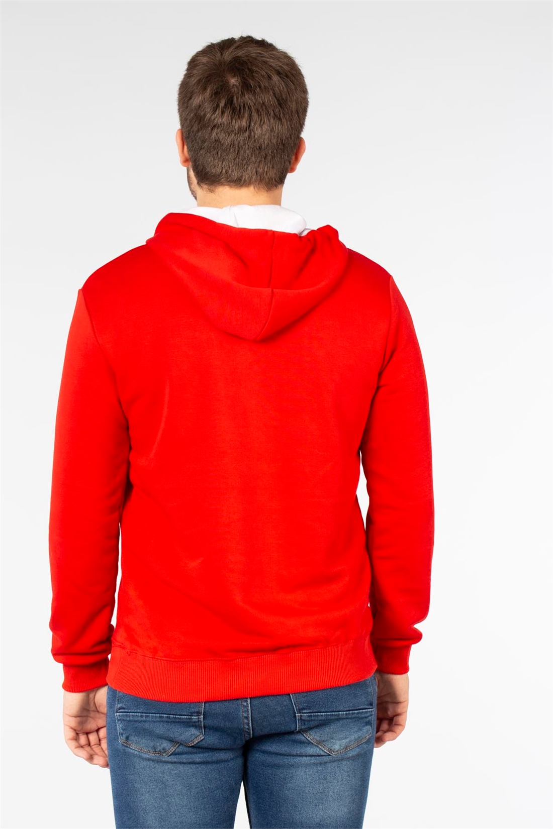 Kapüşonlu Kanguru Cep Sweatshirt-Kırmızı