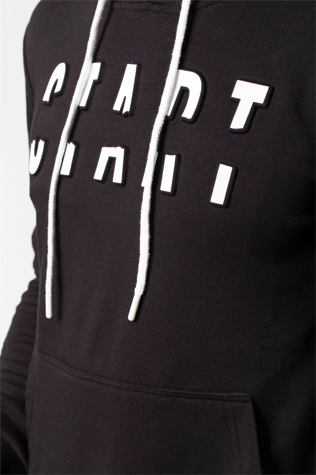 Kapüşonlu Kanguru Cep Sweatshirt-Siyah