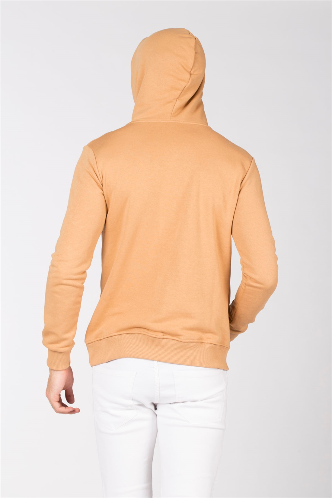 Kapüşonlu Kanguru Cep Sweatshirt-Sütlü Kahve
