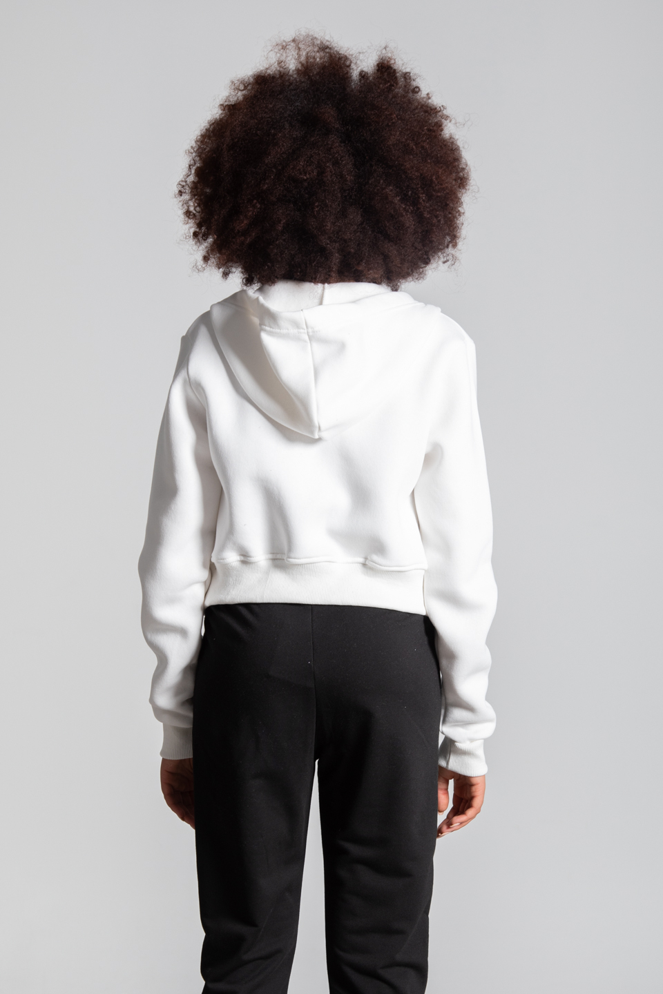 Kapüşonlu kısa fermuarlı sweatshirt-DVN0493 Ekru