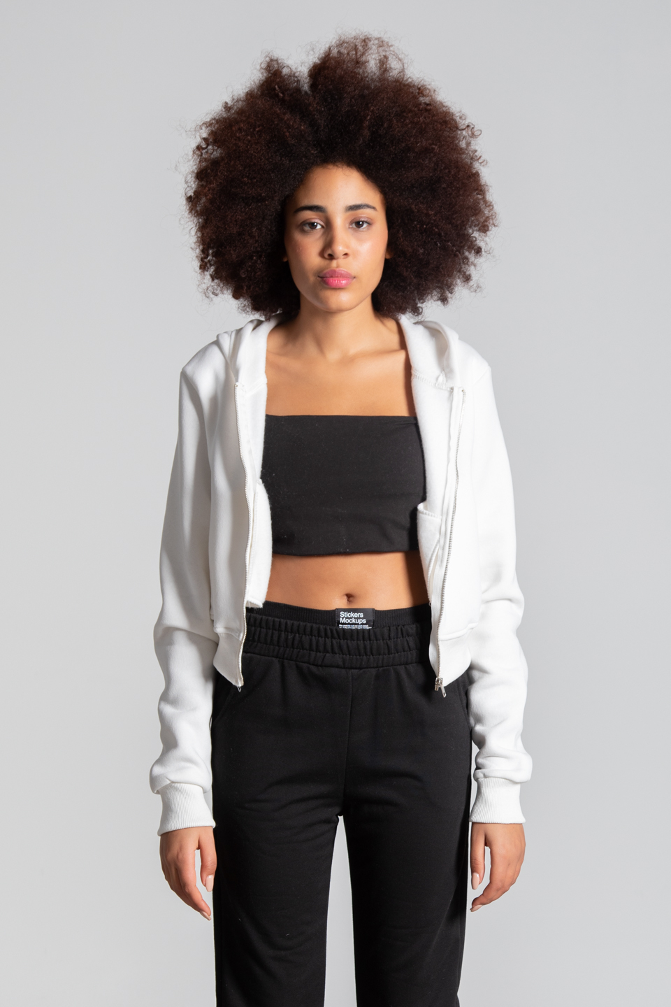 Kapüşonlu kısa fermuarlı sweatshirt-DVN0493 Ekru