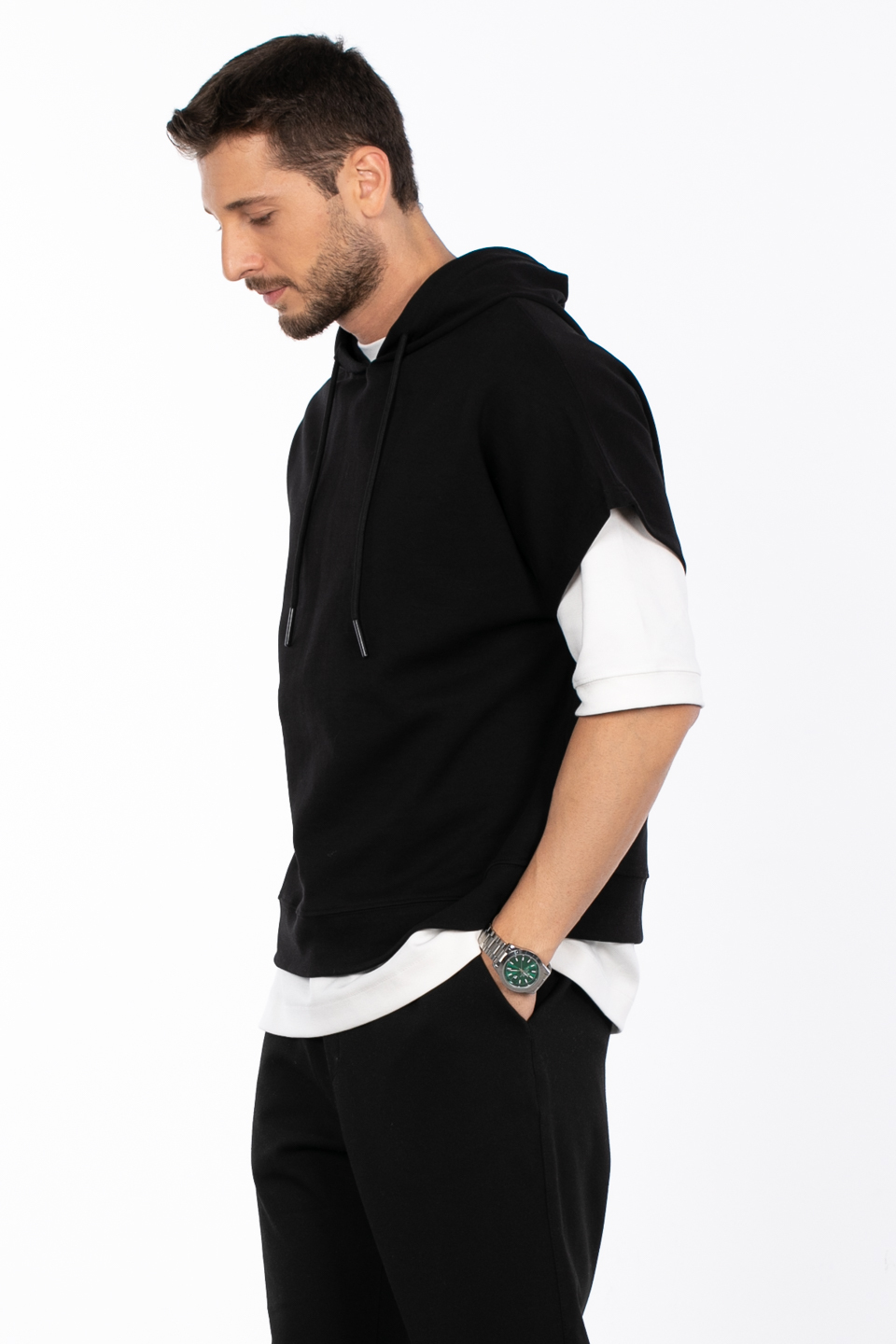 Kapüşonlu oversize sweat MINIMAL CLOTHING-1133 Siyah