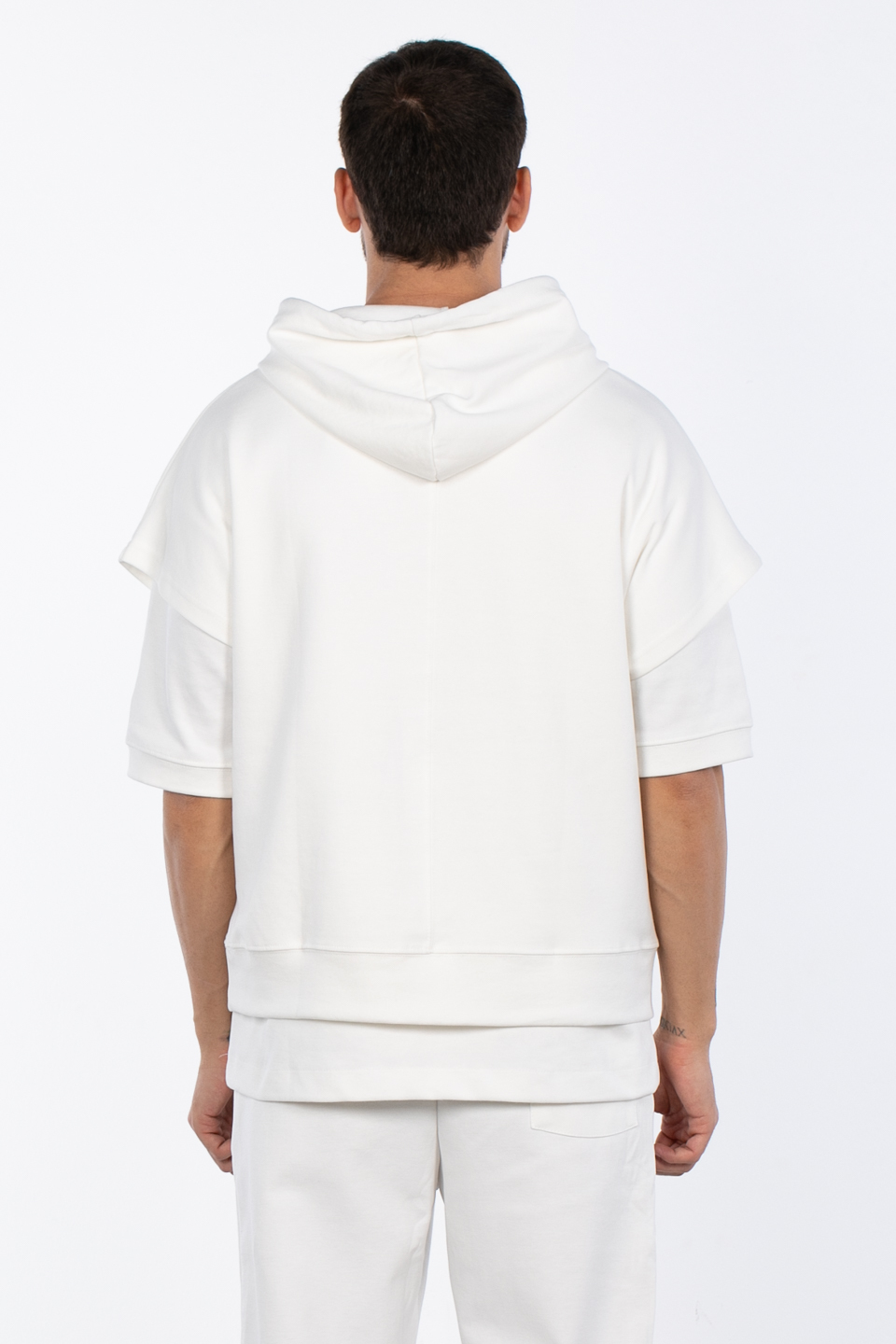 Kapüşonlu oversize sweat MINIMAL CLOTHING-1133 Beyaz