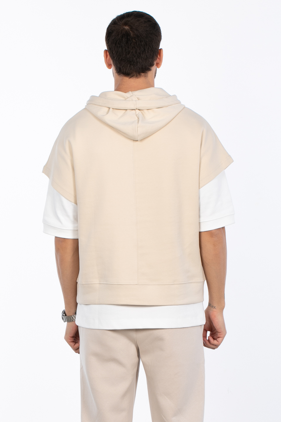 Kapüşonlu oversize sweat MINIMAL CLOTHING-1133 Bej