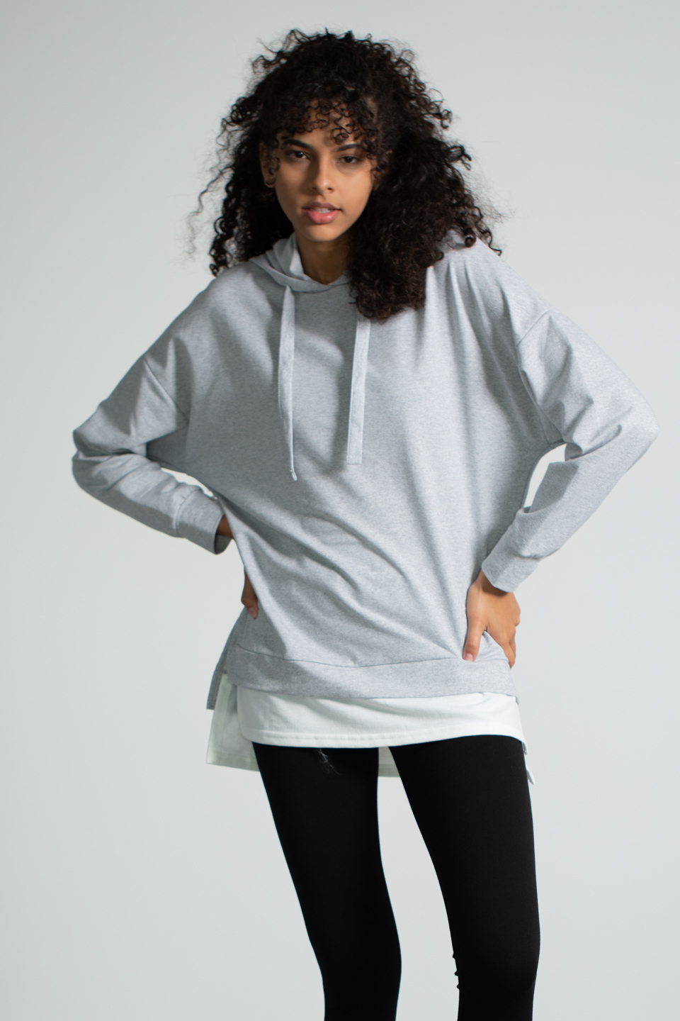 Kapüşonlu Penye Garnili Sweatshirt - Gri