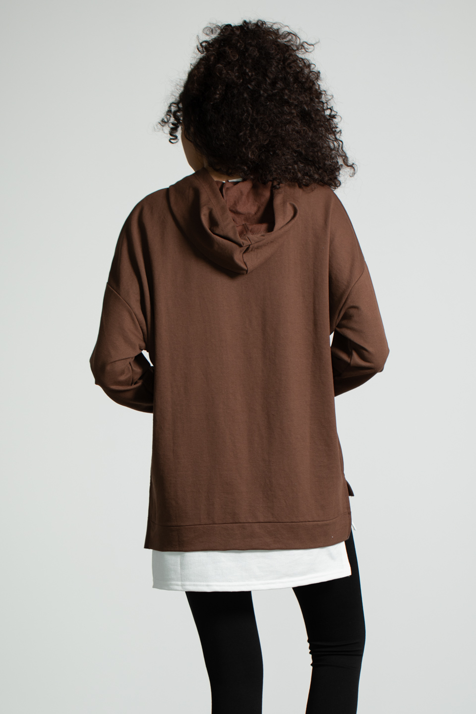 Kapüşonlu Penye Garnili Sweatshirt - Kahve