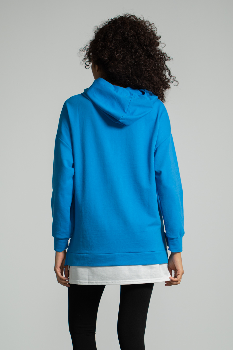 Kapüşonlu Penye Garnili Sweatshirt - Saks