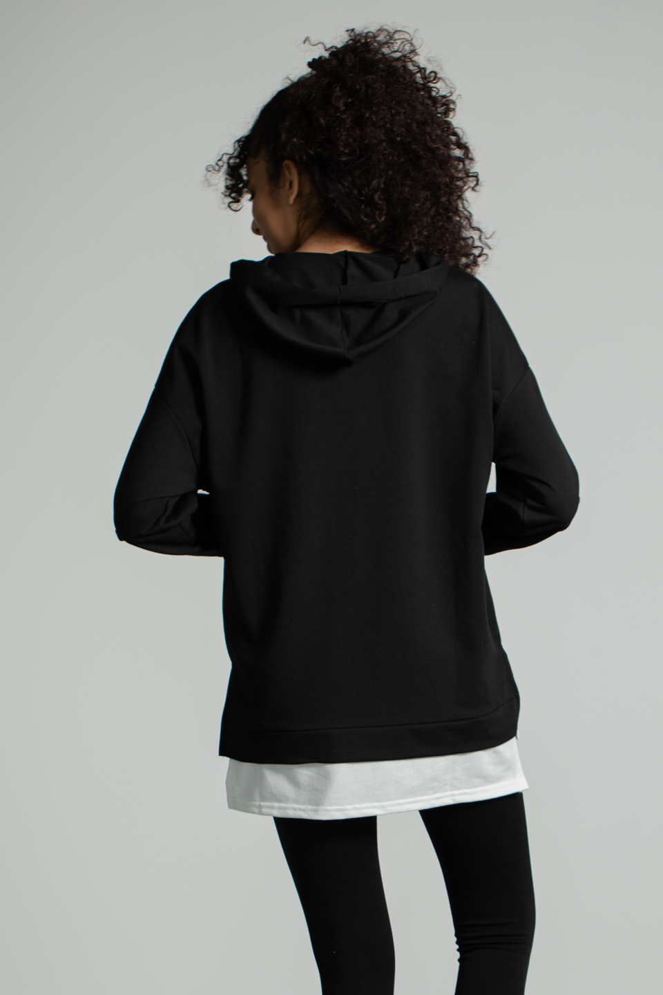 Kapüşonlu Penye Garnili Sweatshirt - Siyah