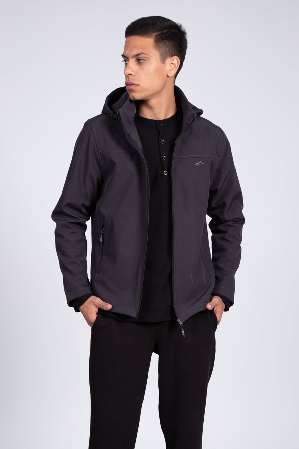 Kapüşonlu softshell mont-10090 Antrasit