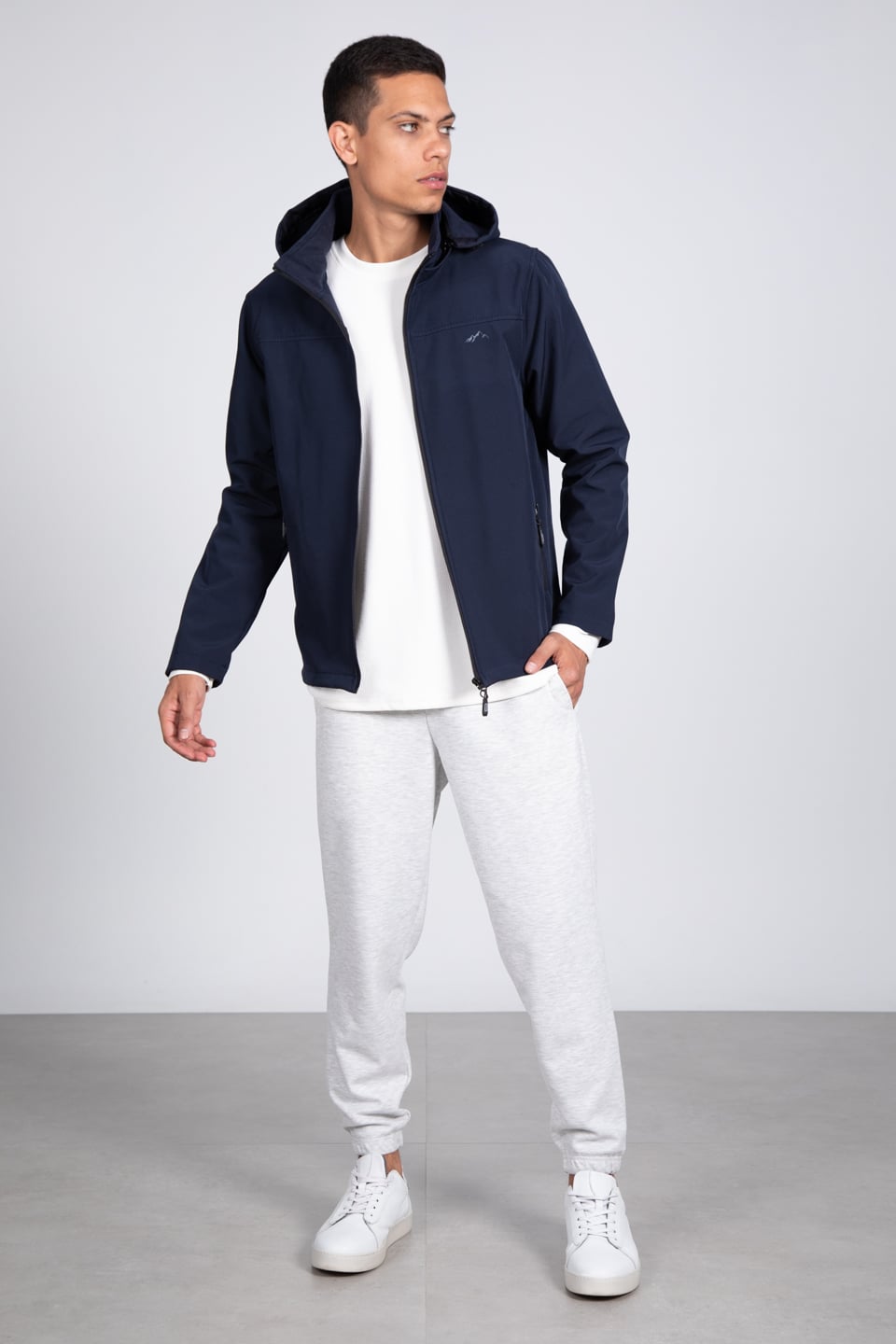Kapüşonlu softshell mont-10090 Lacivert