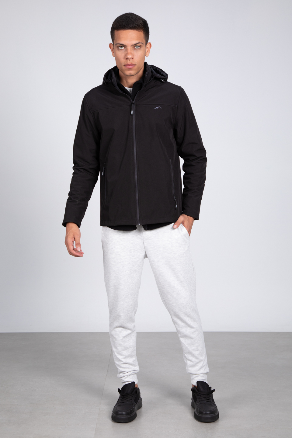 Kapüşonlu softshell mont-10090 Siyah