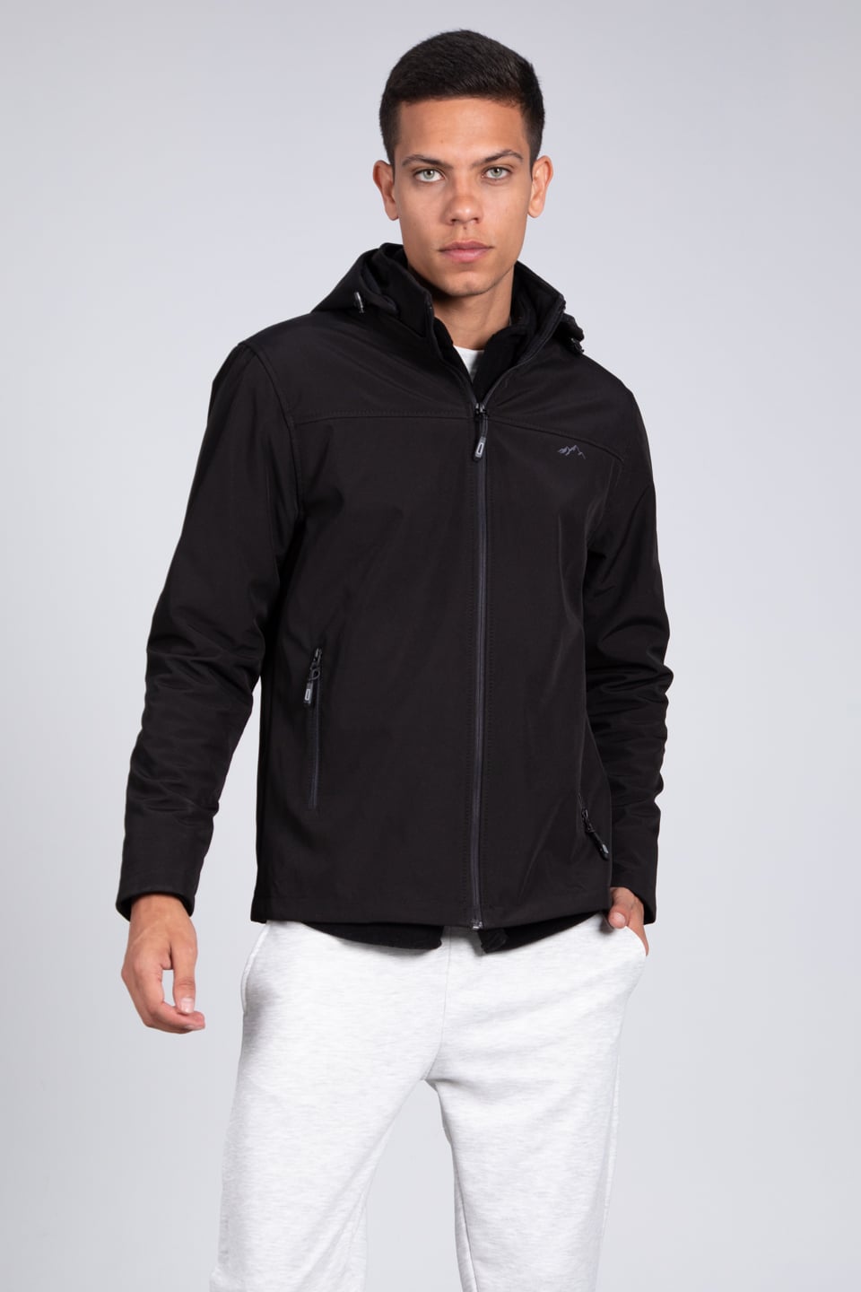 Kapüşonlu softshell mont-10090 Siyah