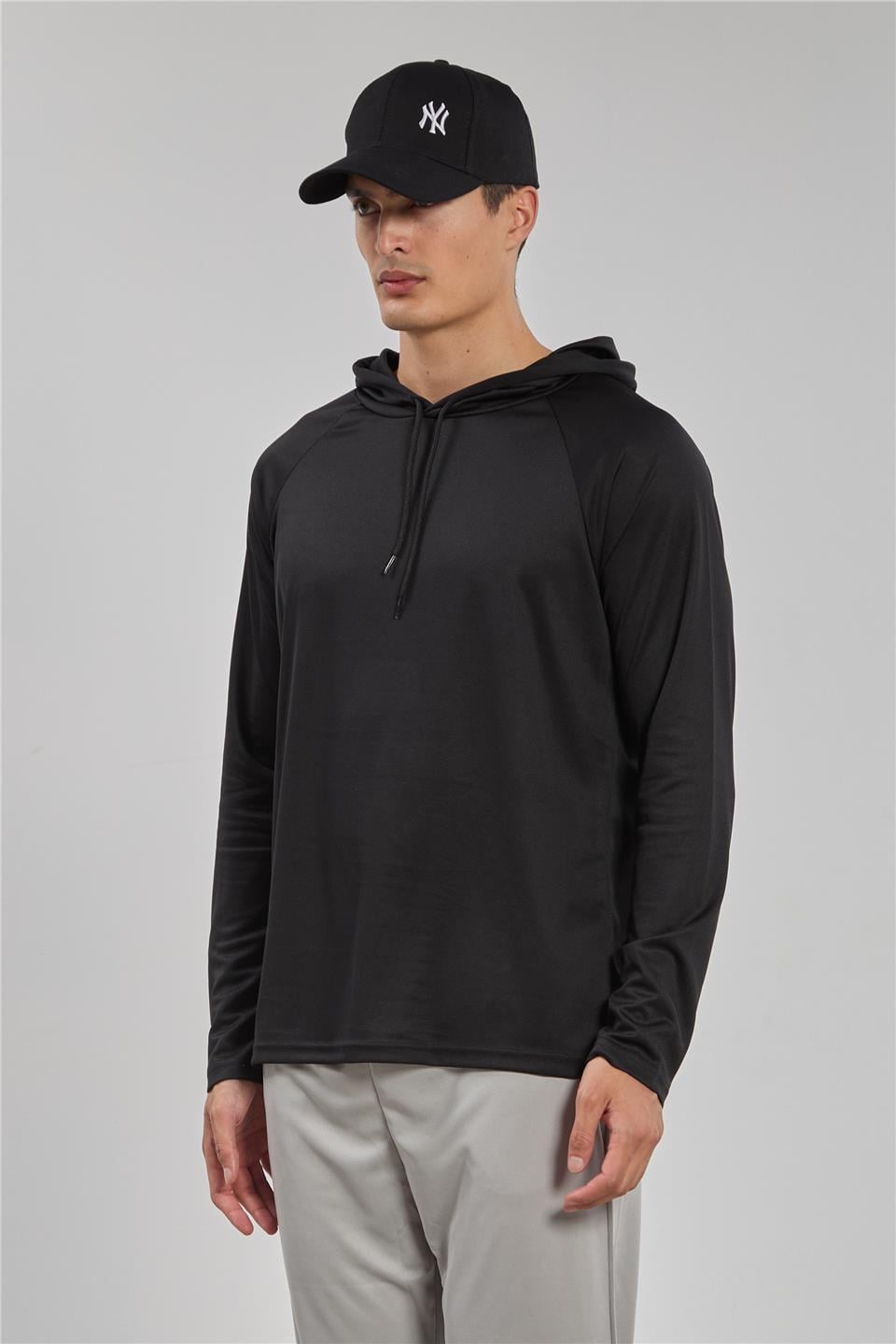 Kapüşonlu sporcu sweatshirt-RANGE Siyah