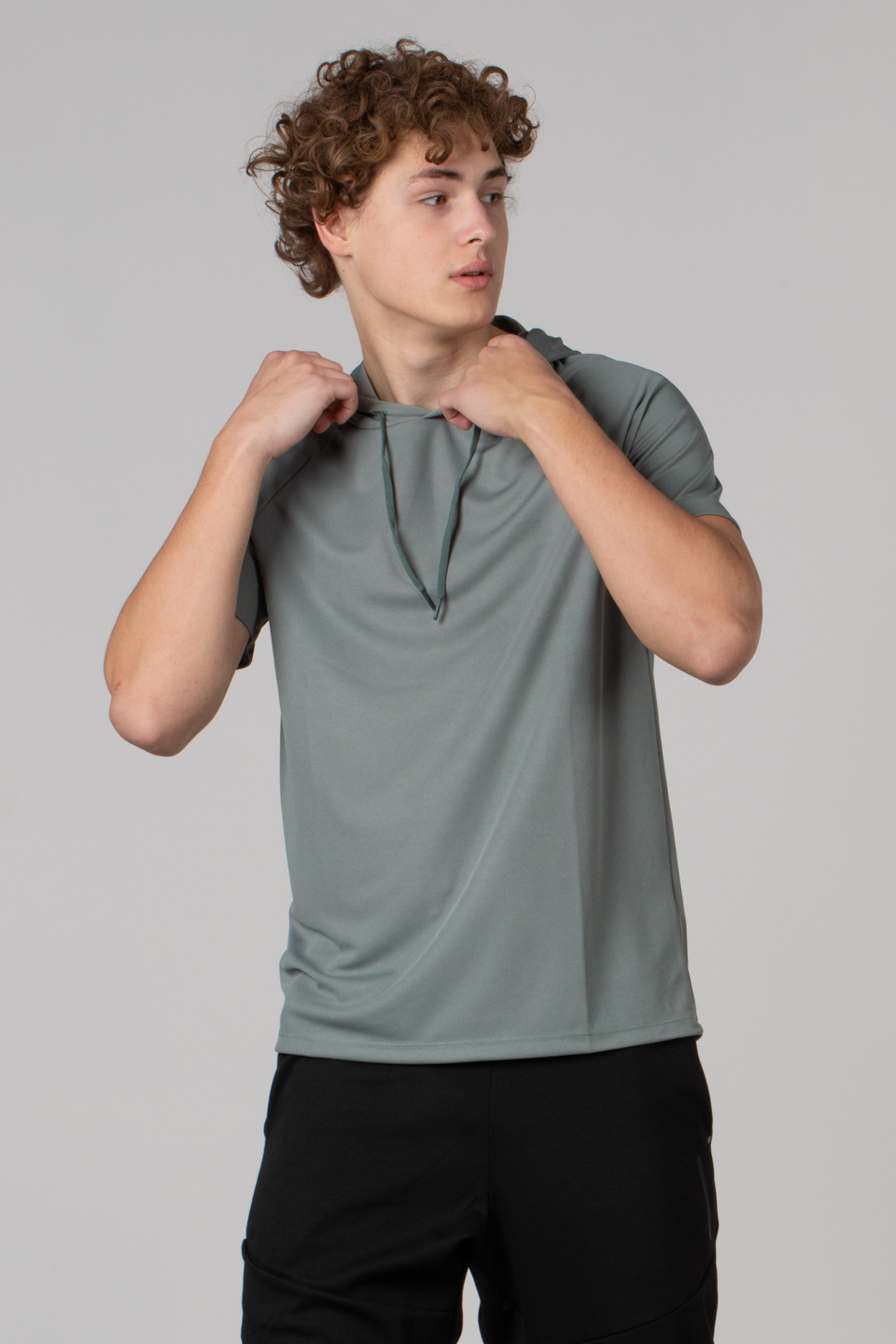 Kapüşonlu sporcu t-shirt-RAGNA Pastel Haki 