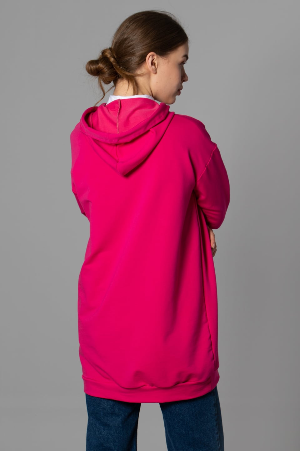 Kapüşonlu sweatshirt-20930 Fuşya