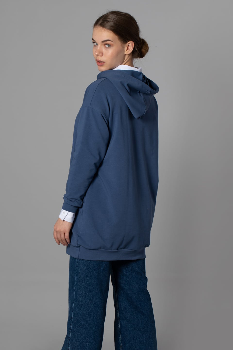 Kapüşonlu sweatshirt-20930 İndigo
