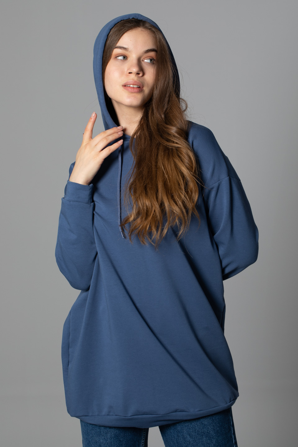 Kapüşonlu sweatshirt-20930 İndigo