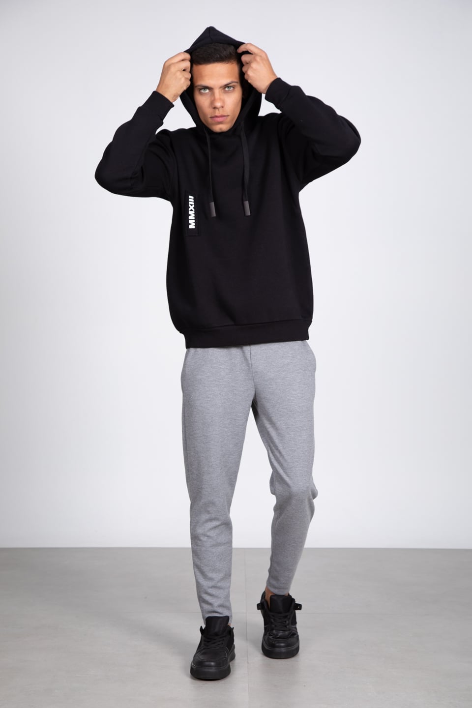 Kapüşonlu sweatshirt-5433 Siyah
