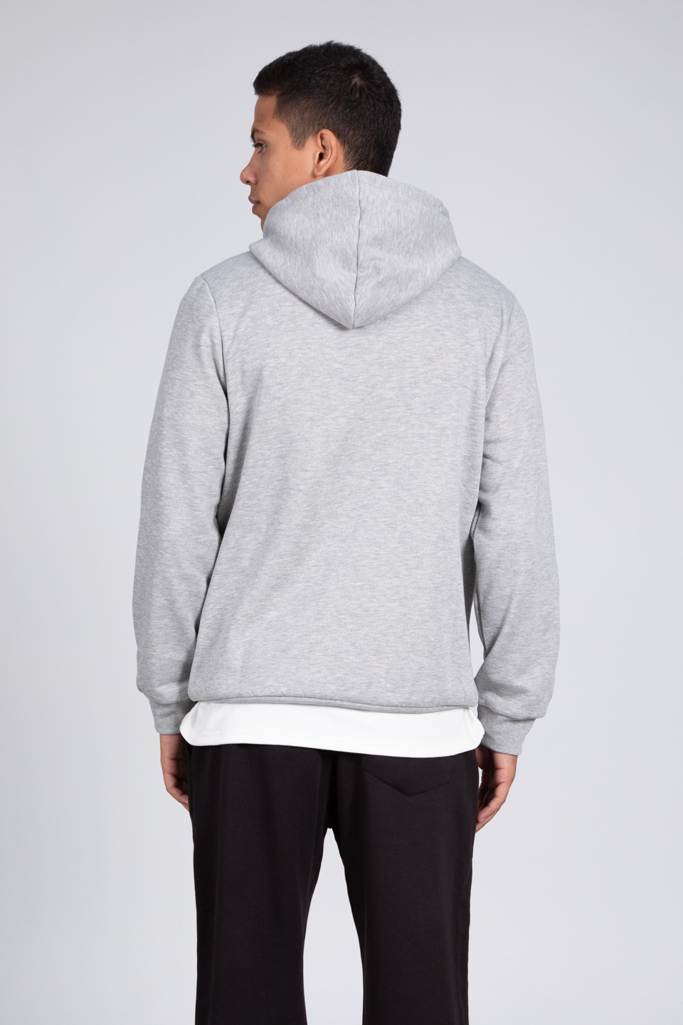 Kapüşonlu sweatshirt-5490 Gri Melanj
