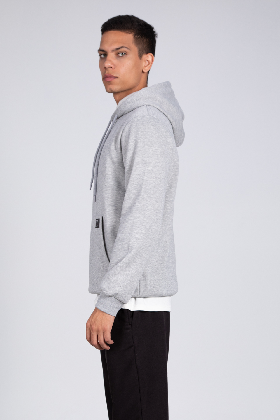 Kapüşonlu sweatshirt-5490 Gri Melanj