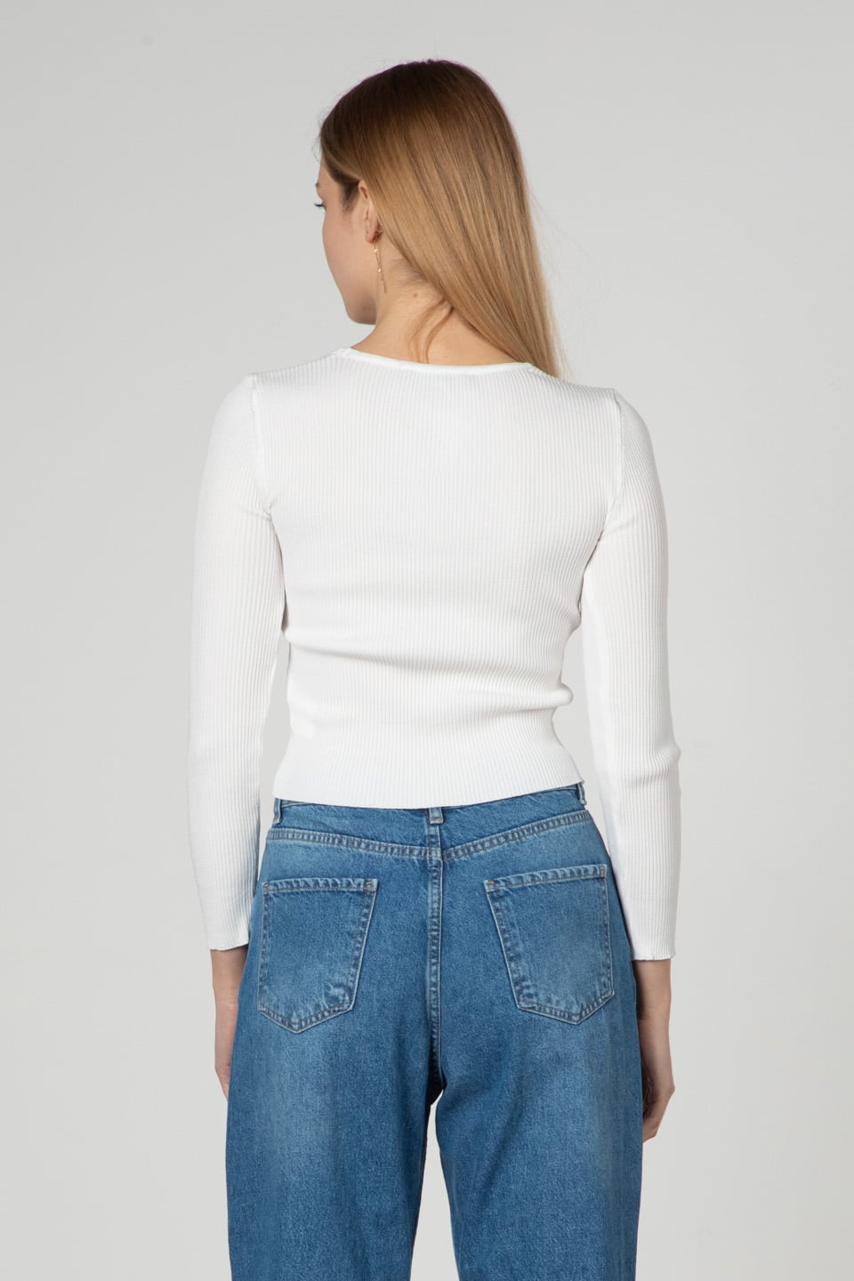 Kare yaka basıc body-3041 Ekru