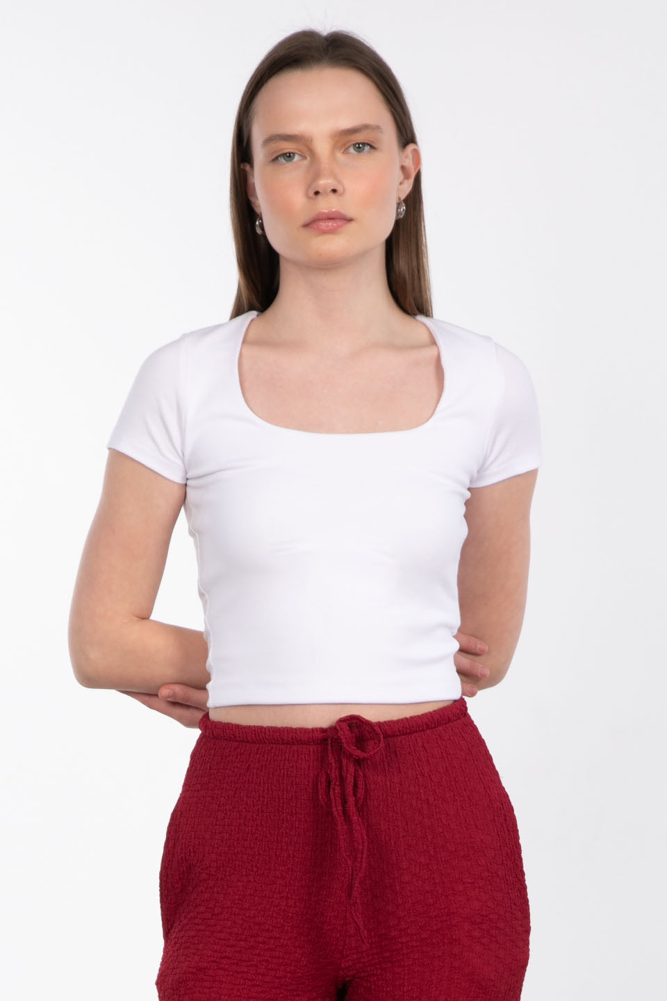 Kare yaka basic body-3872-2 Beyaz