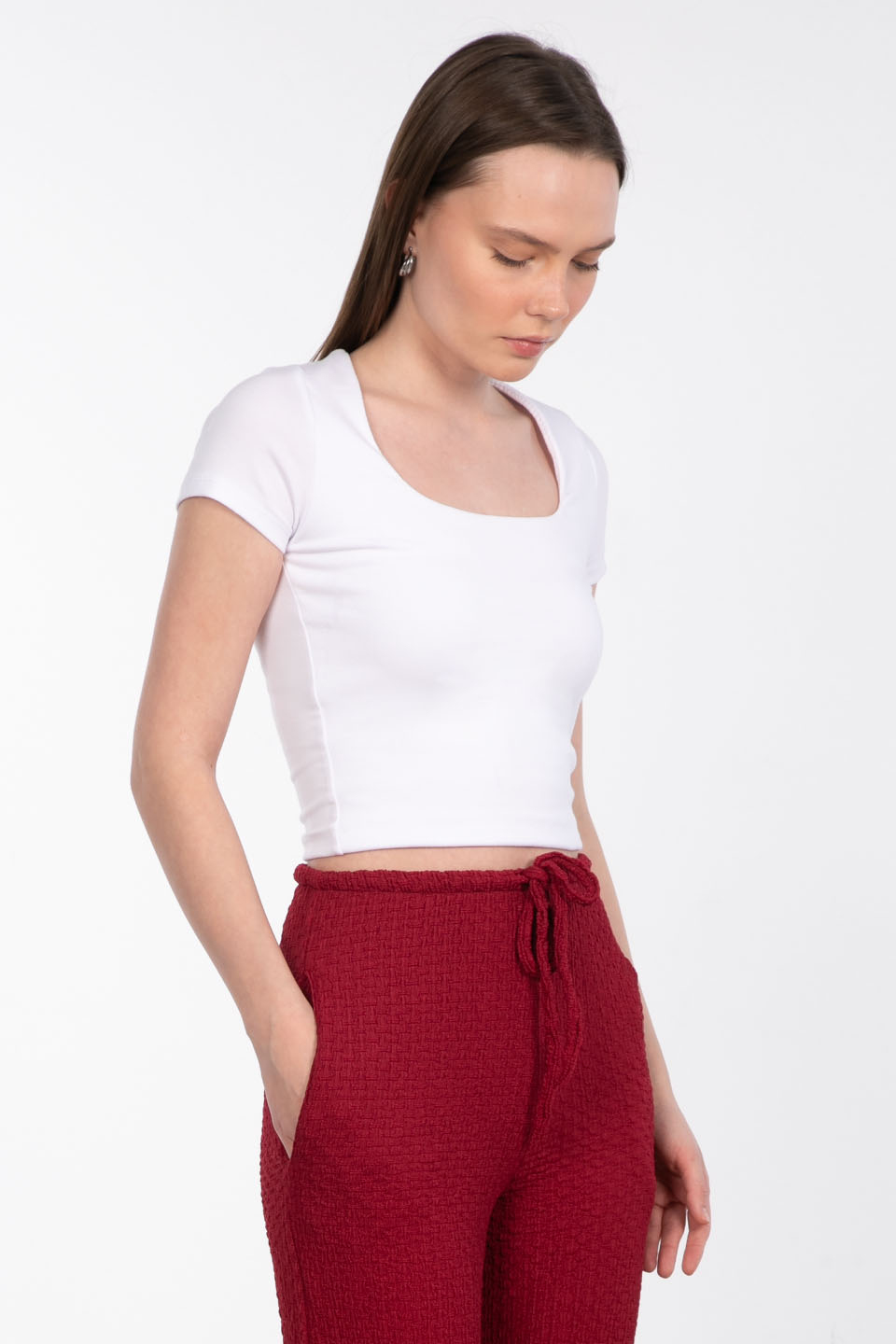 Kare yaka basic body-3872-2 Beyaz