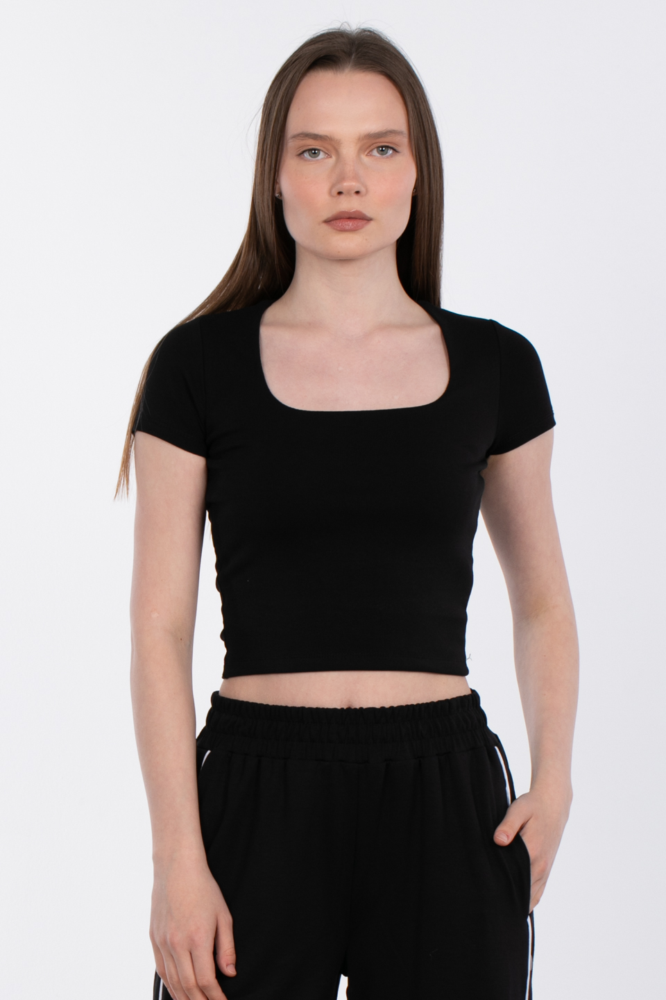 Kare yaka basic body-3872-2 Siyah