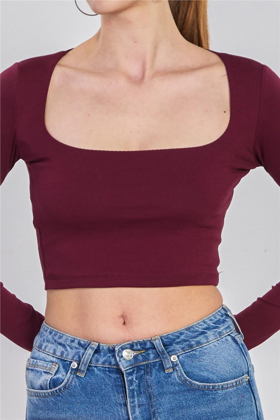 Kare yaka body-3713 Bordo