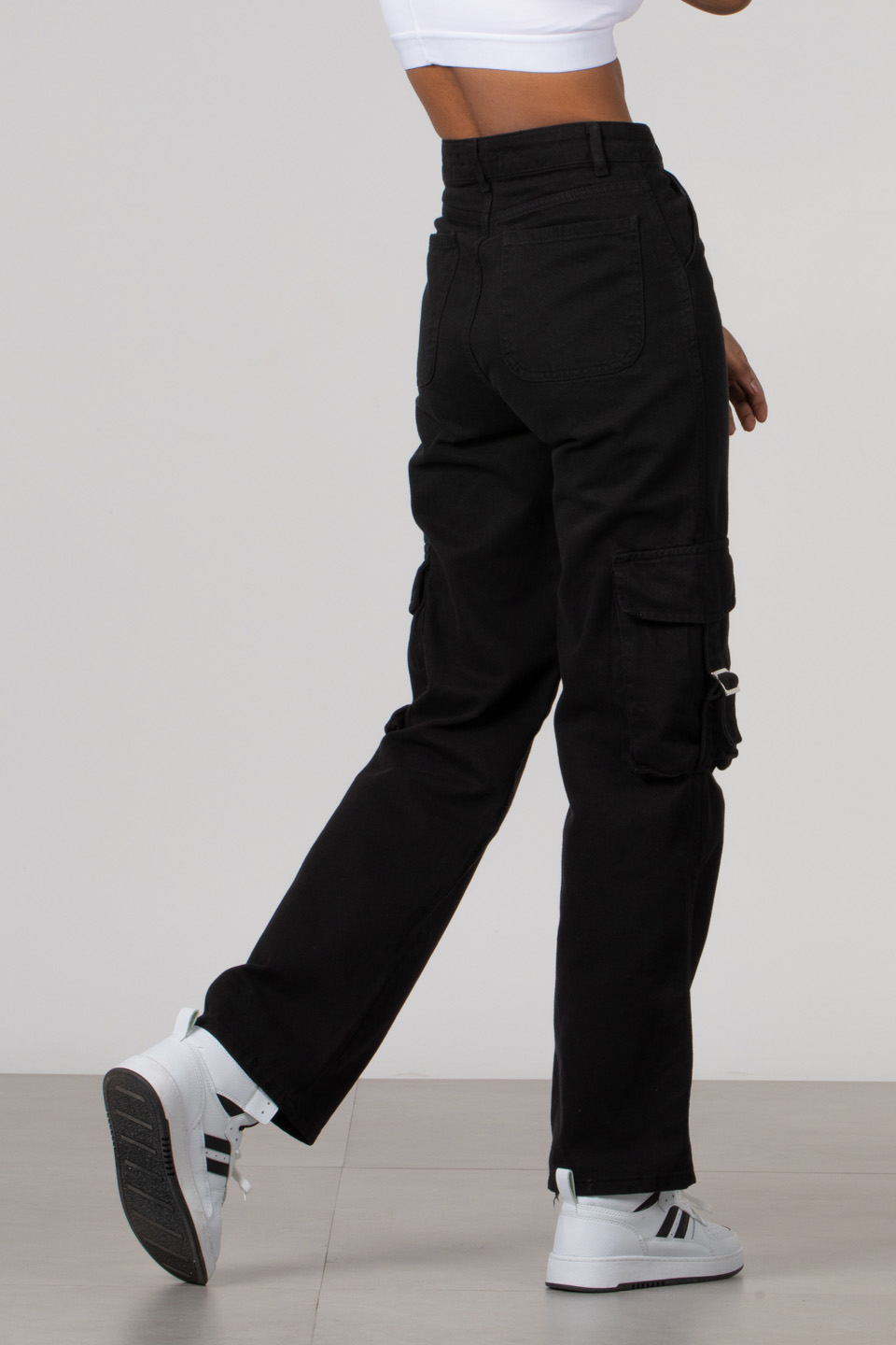 Kargo cep bol paça pantolon-1007 Siyah