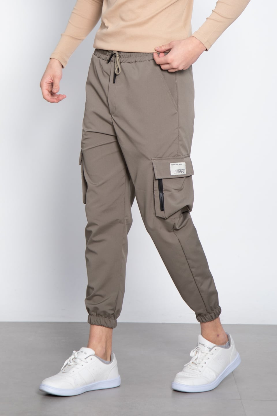 Kargo cep etiketli pantolon-1058 Haki