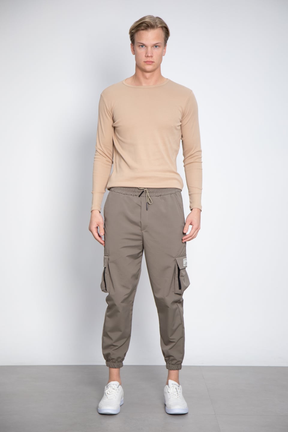 Kargo cep etiketli pantolon-1058 Haki