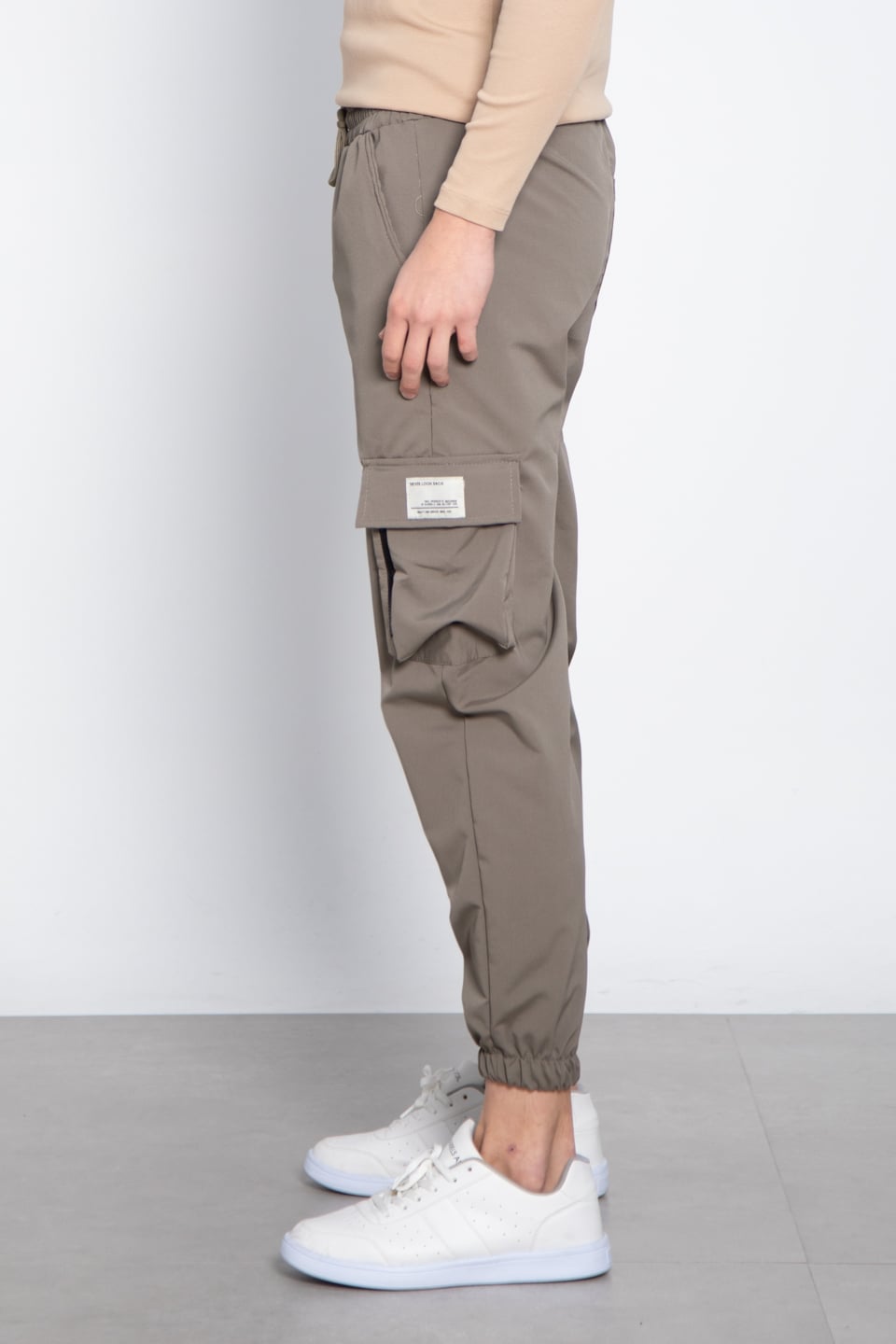 Kargo cep etiketli pantolon-1058 Haki
