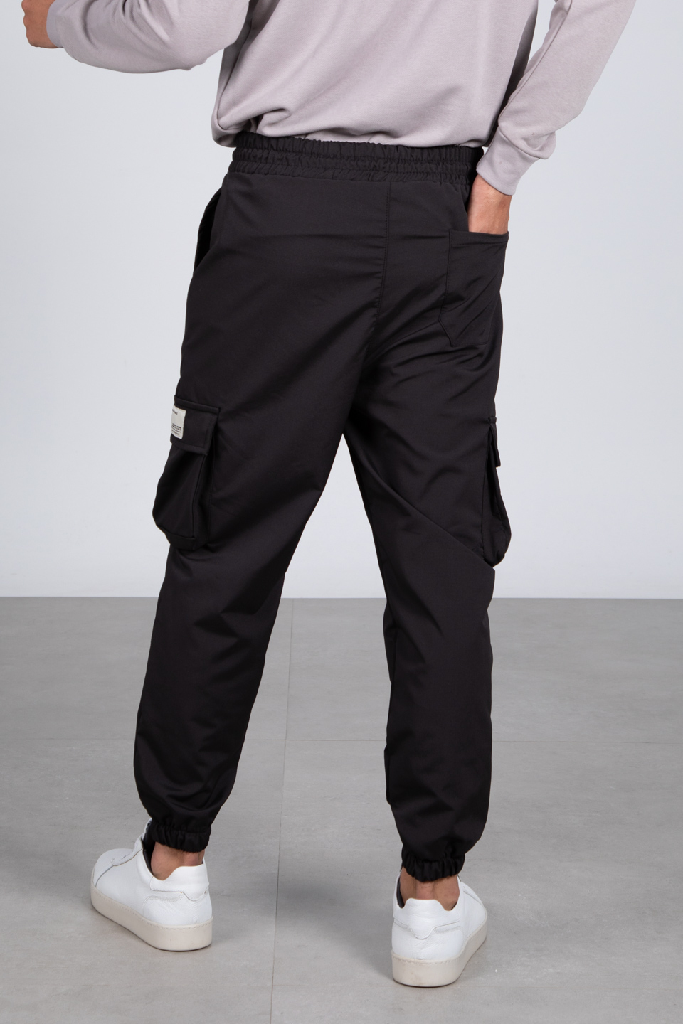 Kargo cep etiketli pantolon-1058 Siyah