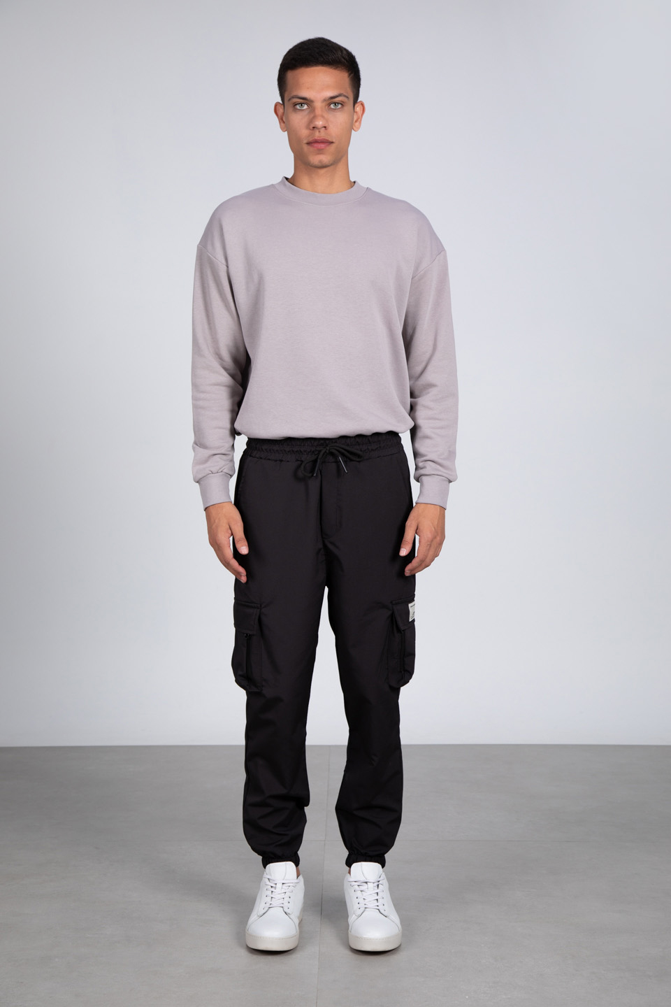 Kargo cep etiketli pantolon-1058 Siyah