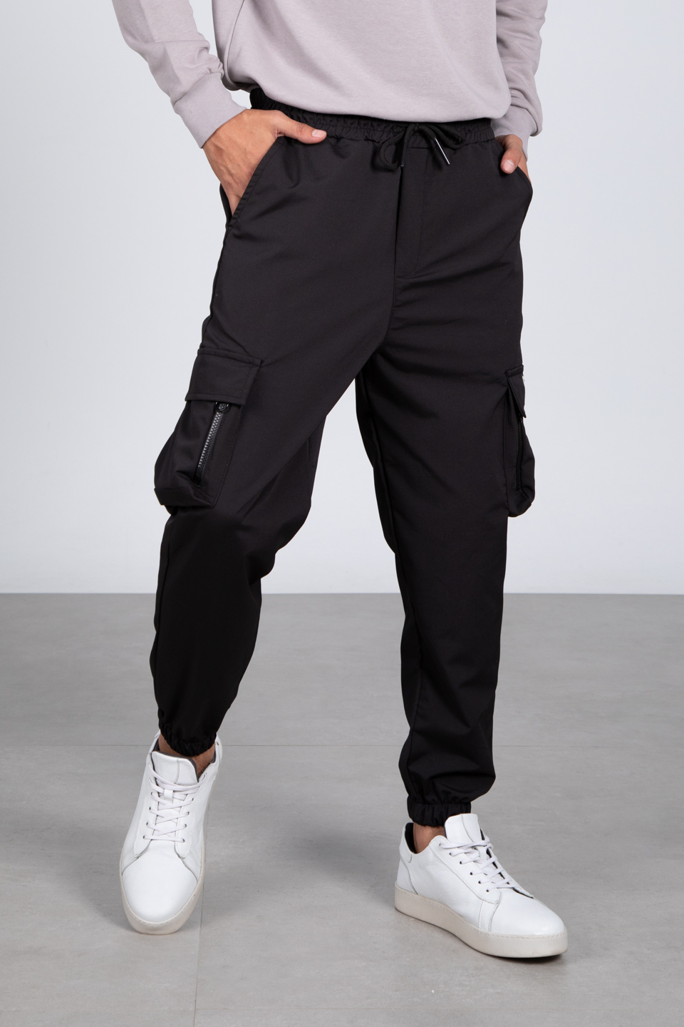 Kargo cep etiketli pantolon-1058 Siyah