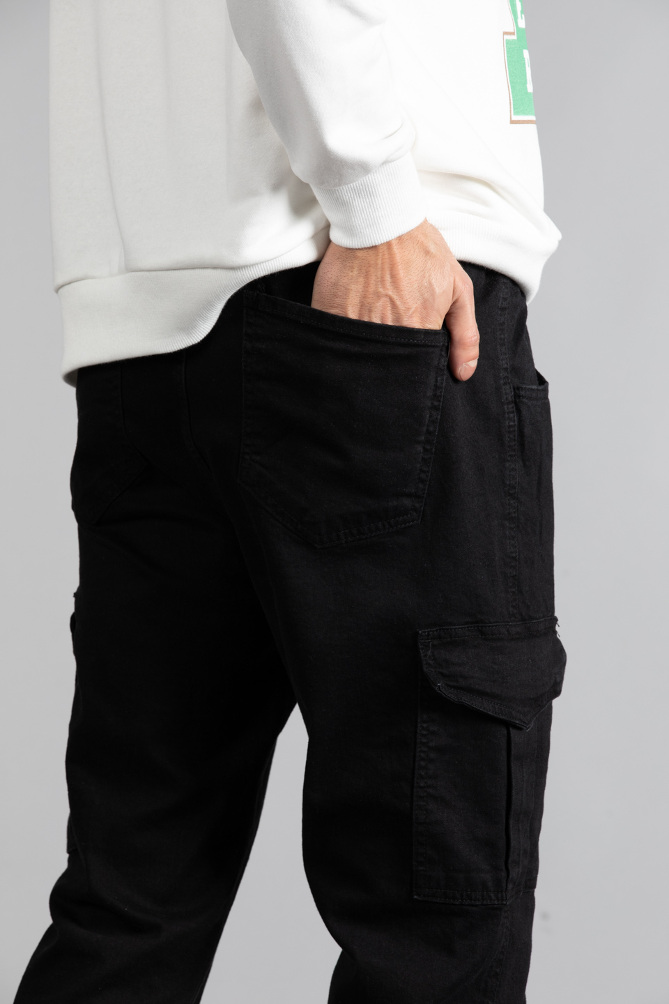 Kargo cep jogger pantolon-4143 B.Black