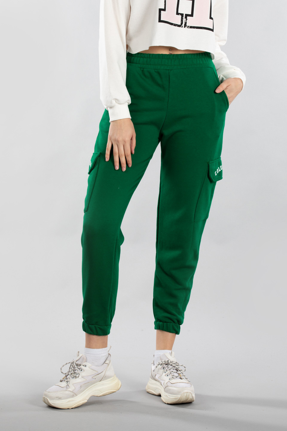 Kargo cepli baskılı eşofman altı-5162 Benetton