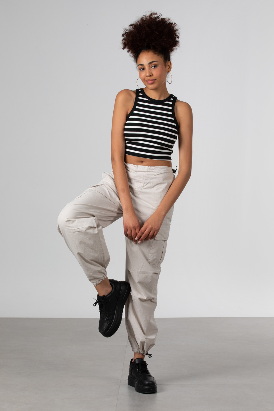 Kargo paraşüt pantolon-5004 Taş