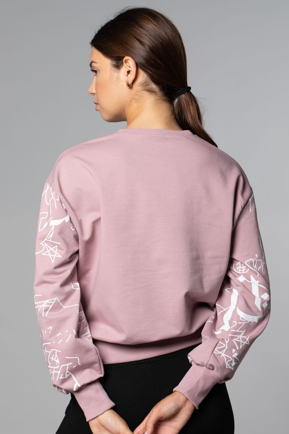 Karışık Desen Baskılı Sweat-Gül