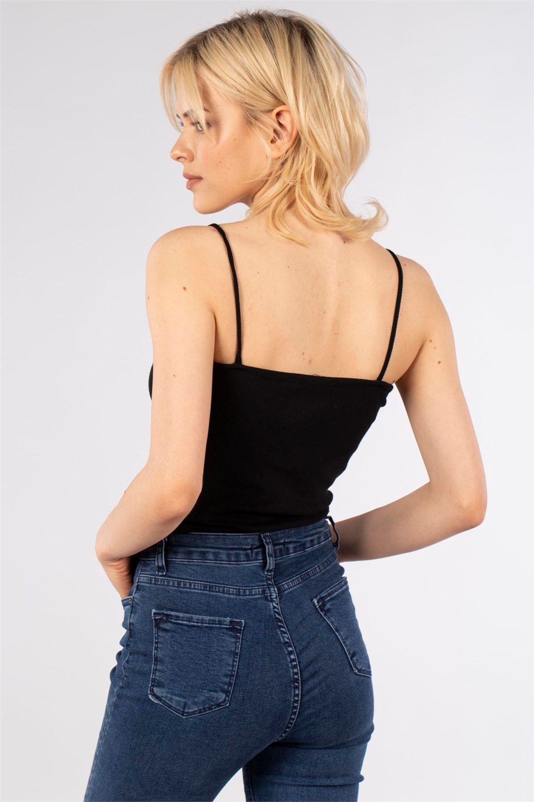 Kaşkorse Alttan Çıtçıtlı Bluz-Siyah