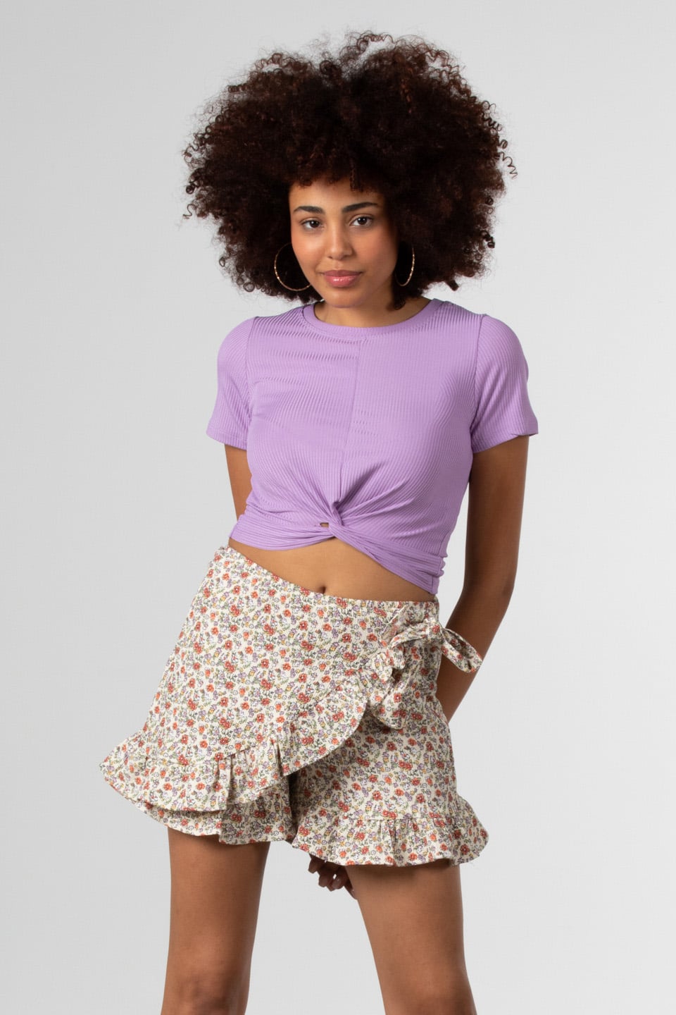Kaşkorse göbek detaylı body-DVN0382 Lila