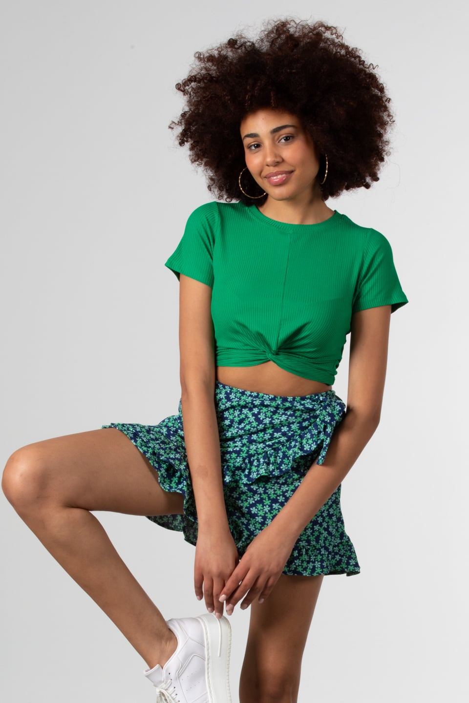 Kaşkorse göbek detaylı body-DVN0382 Yeşil