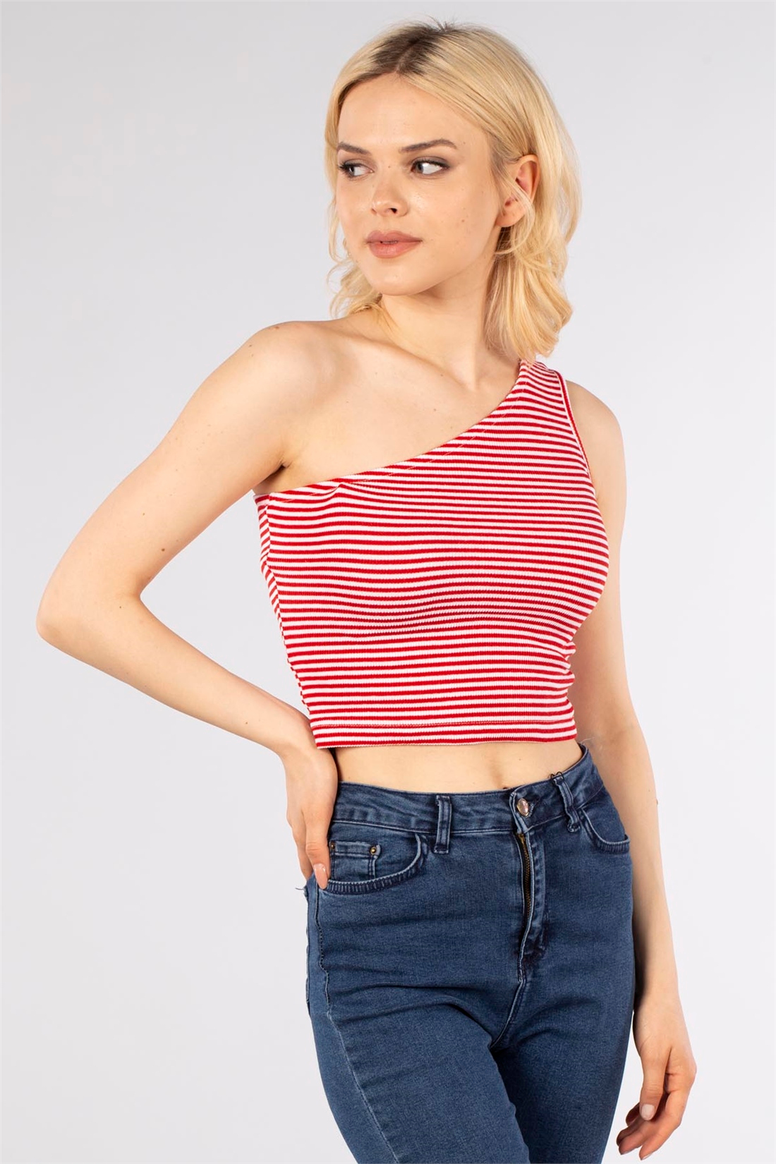 Kaşkorse Tek Omuzlu Body-Kırmızı