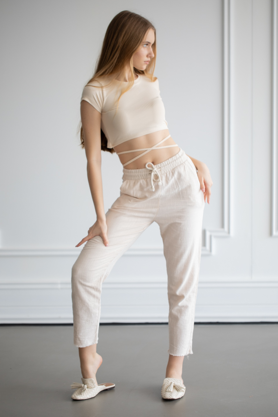 Kaşkorse Yandan İpli Crop Body - Taş