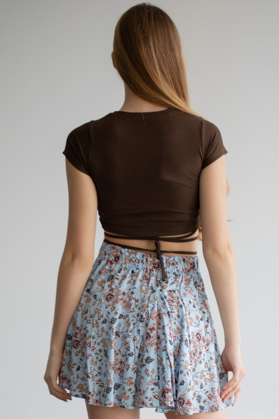 Kaşkorse yanlardan ipli crop body-4750 Kahve