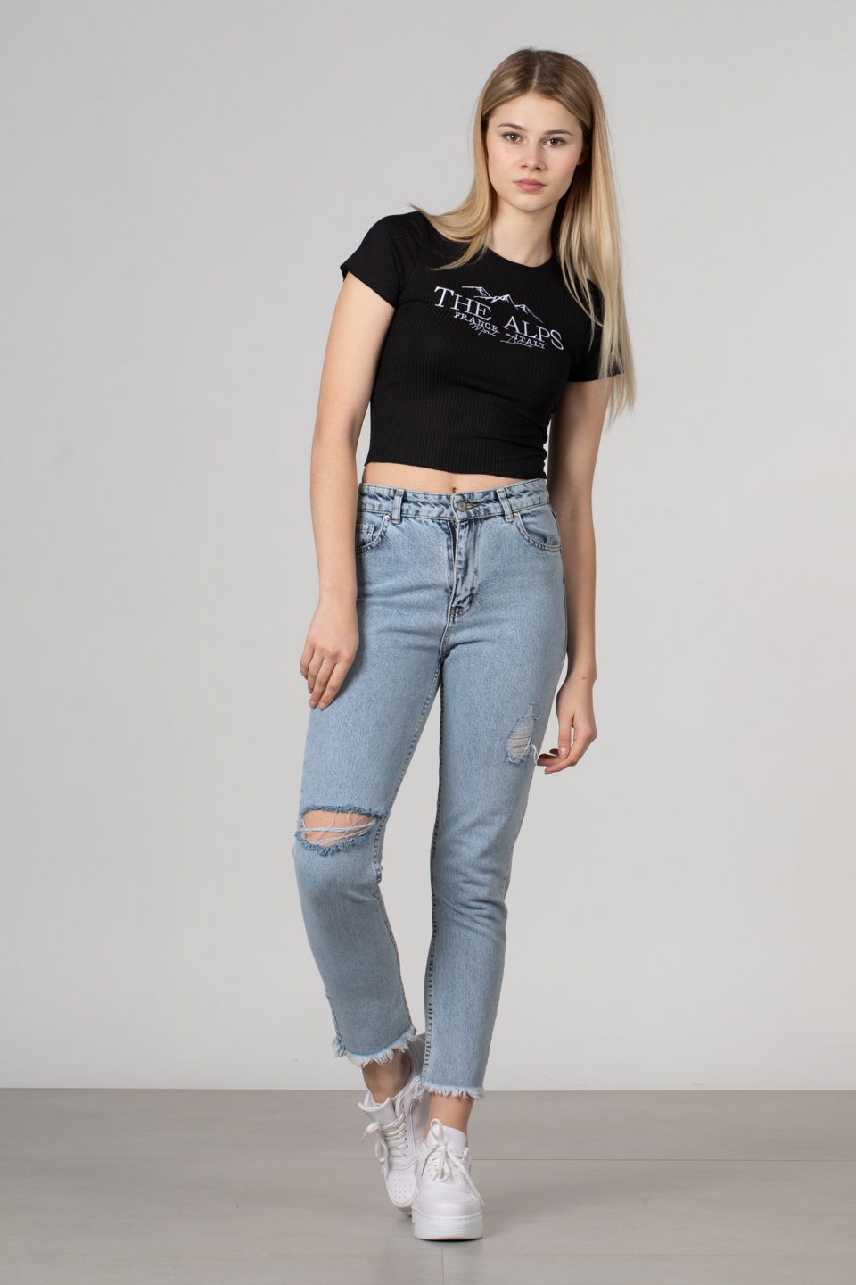 Kaşkorse yazı baskılı t-shirt-2306 Siyah