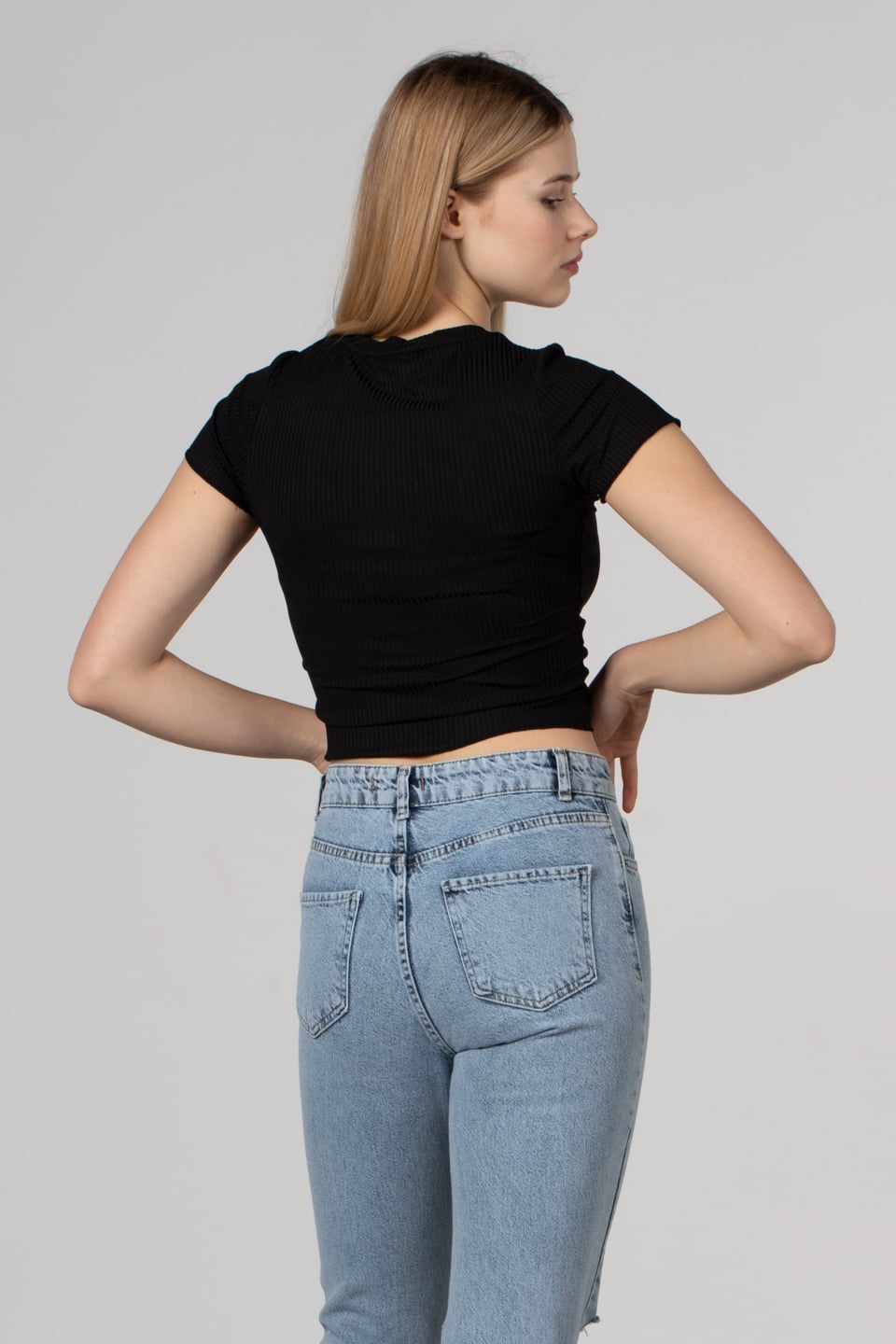Kaşkorse yazı baskılı t-shirt-2306 Siyah
